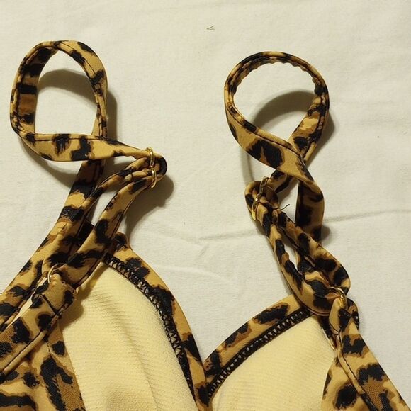 Aqua Green Cheetah Print One Piece Women's Suimsuit/Bathing Suit Small - Picture 4 of 9